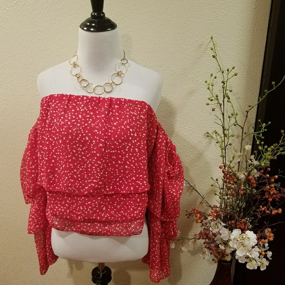 bebe Tops - Last Item for $12 Final Bebe Red Polka Dots Size L